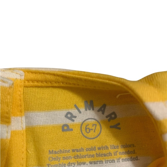 Primary Yellow & White Striped Longsleeve Dress Size 6-7 - Picture 2 of 3